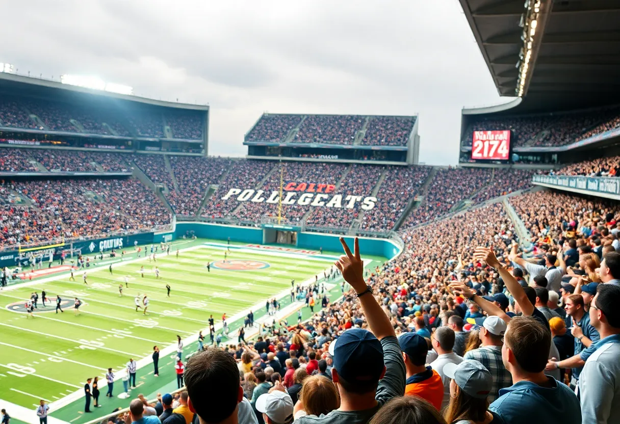 Crowd cheering at Davis Wade Stadium during the MSU vs NIU game