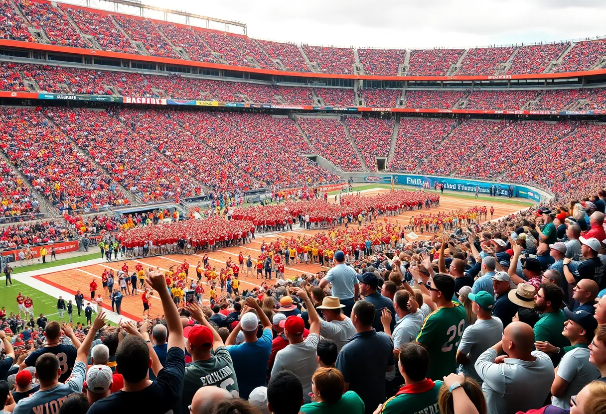 Fans cheering at the Mississippi State vs Tennessee game