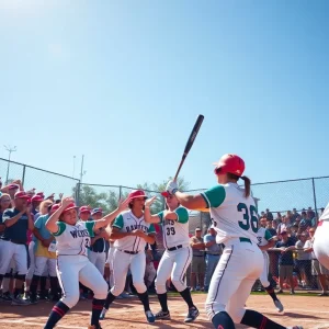 Starkville Academy softball team celebrating their victory