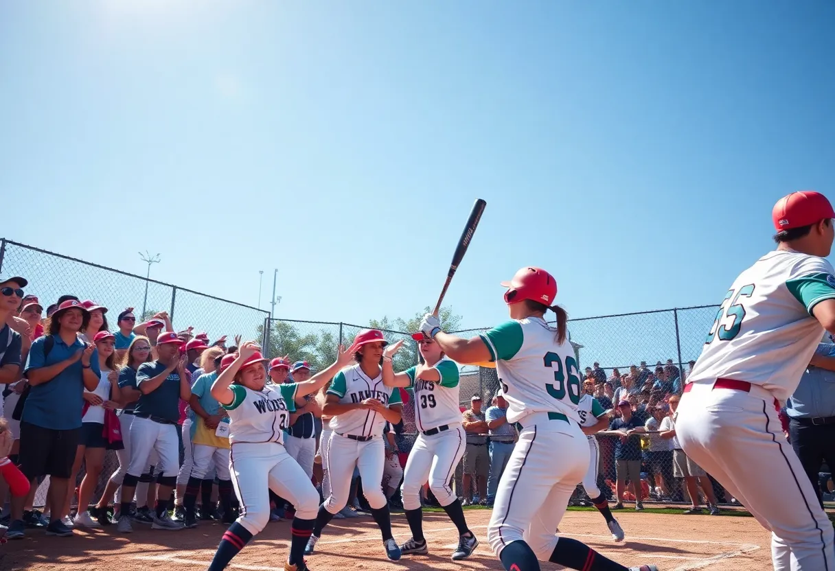 Starkville Academy softball team celebrating their victory