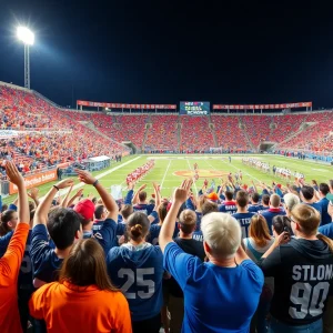 Football fans at Starkville Academy vs Parklane Academy game