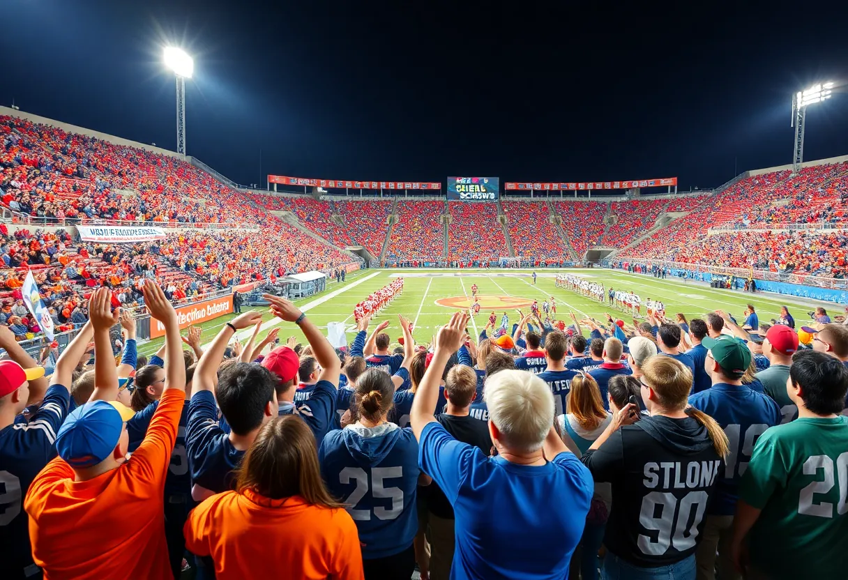 Football fans at Starkville Academy vs Parklane Academy game