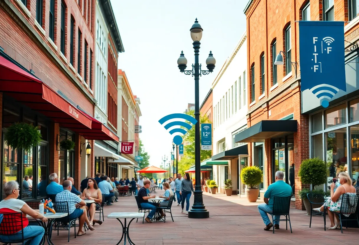 People using Wi-Fi in Starkville's downtown area