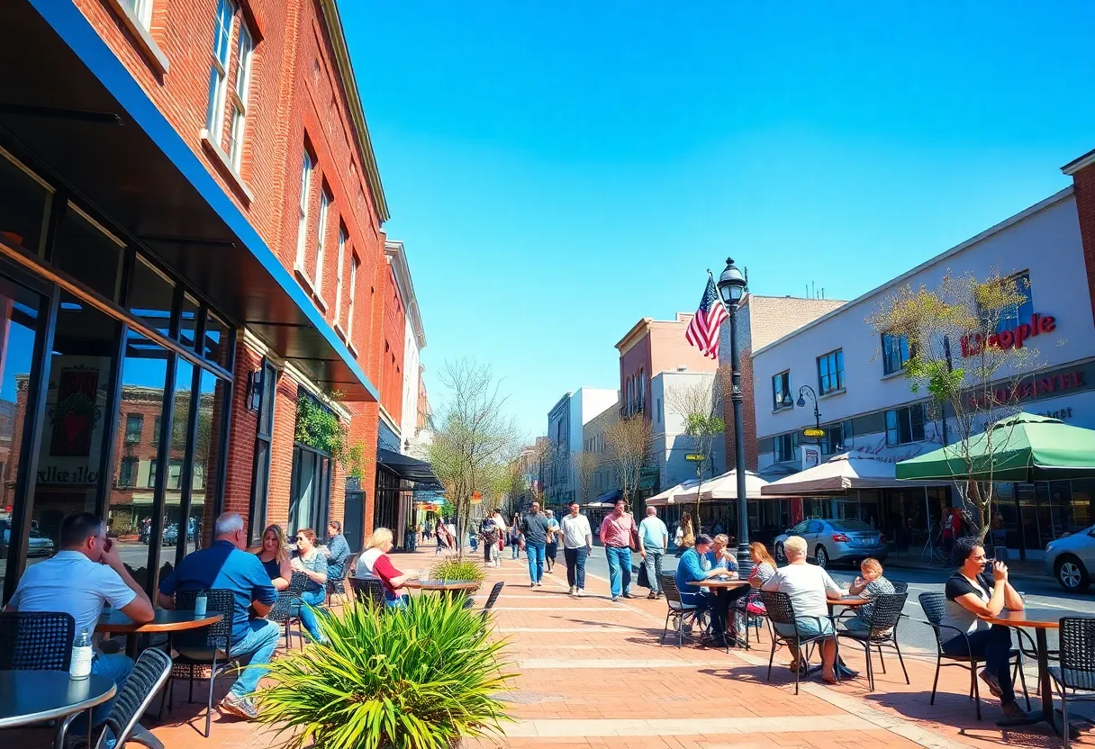 People enjoying free public Wi-Fi in downtown Starkville