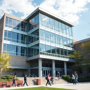 Conceptual image of the new Starkville High School on MSU campus.