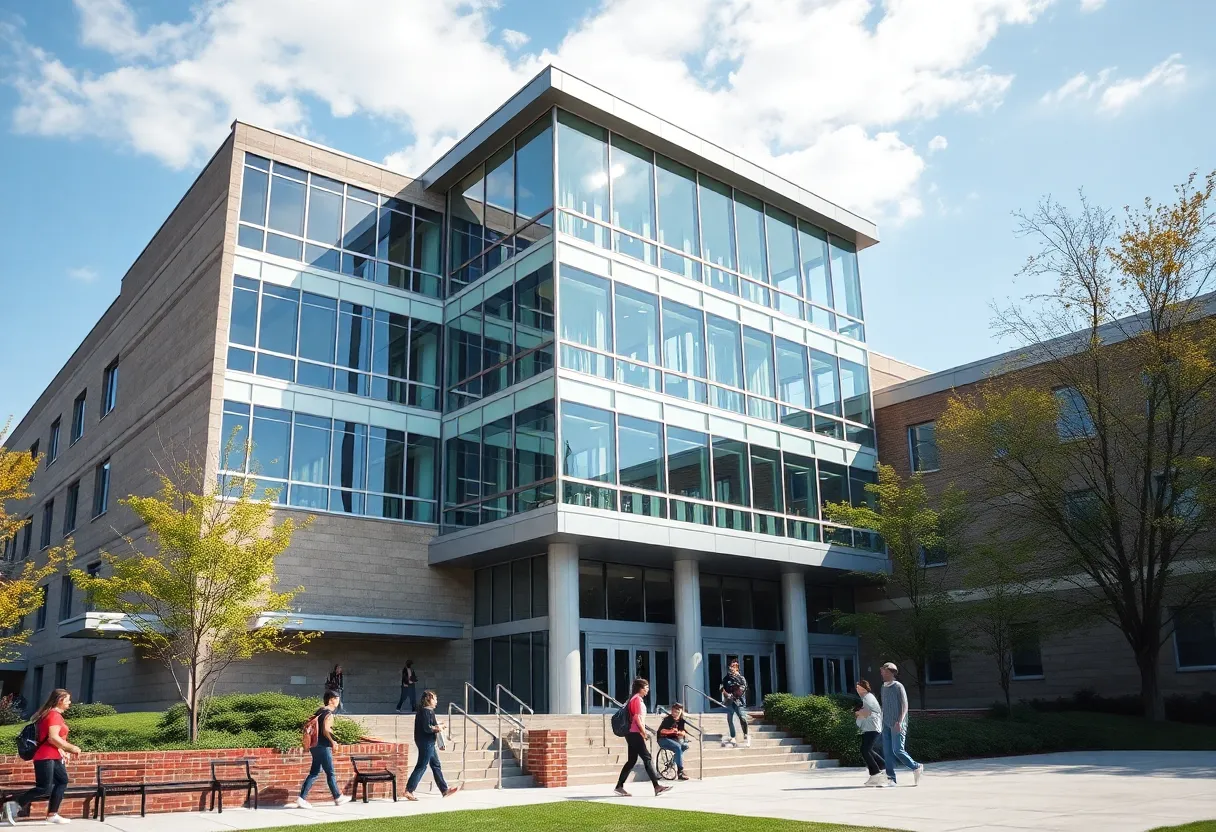 Conceptual image of the new Starkville High School on MSU campus.