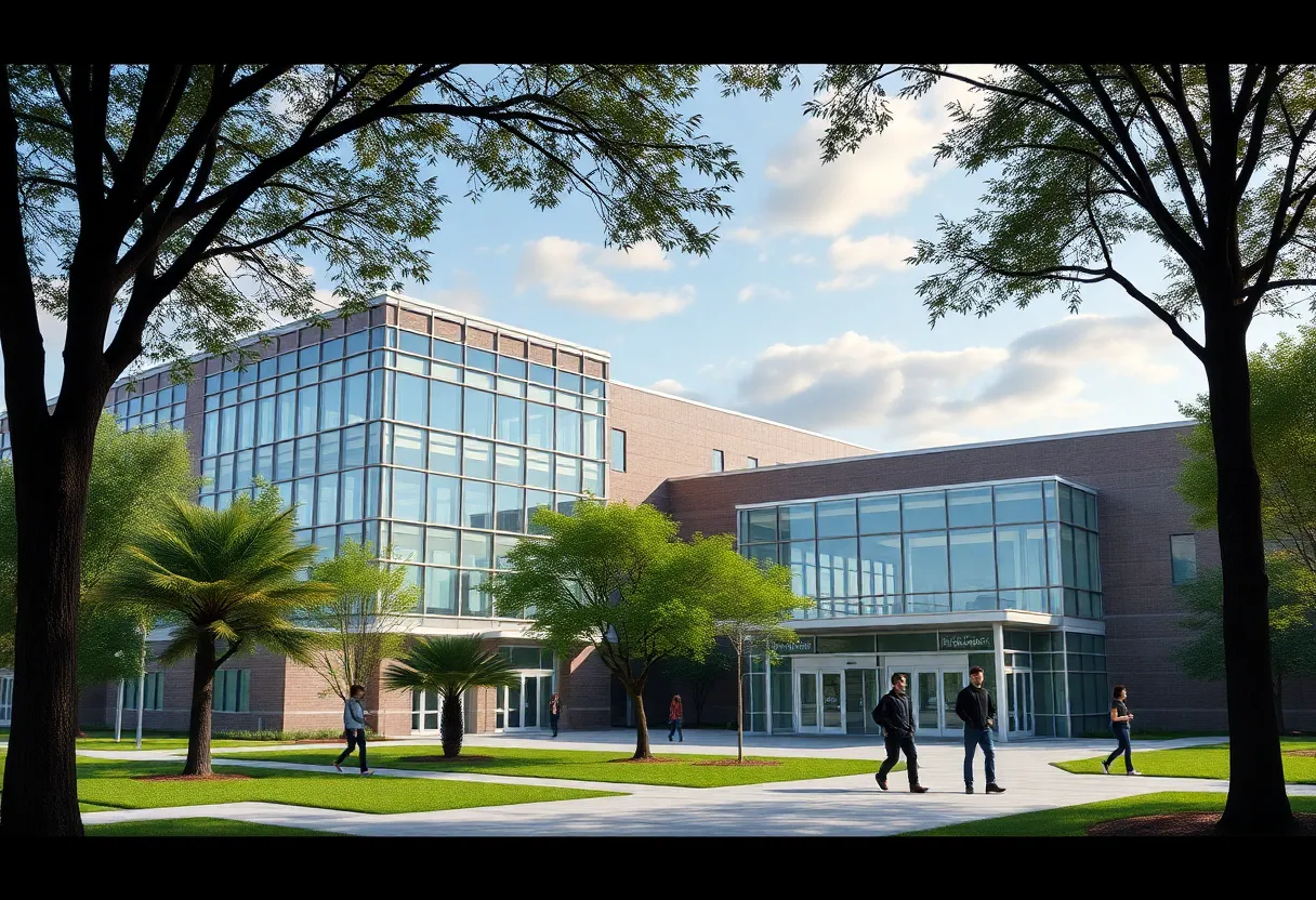 Artist's rendering of the new Starkville High School with a specialty school nearby