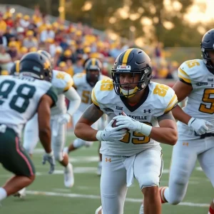Starkville Yellow Jackets players on the field during a game