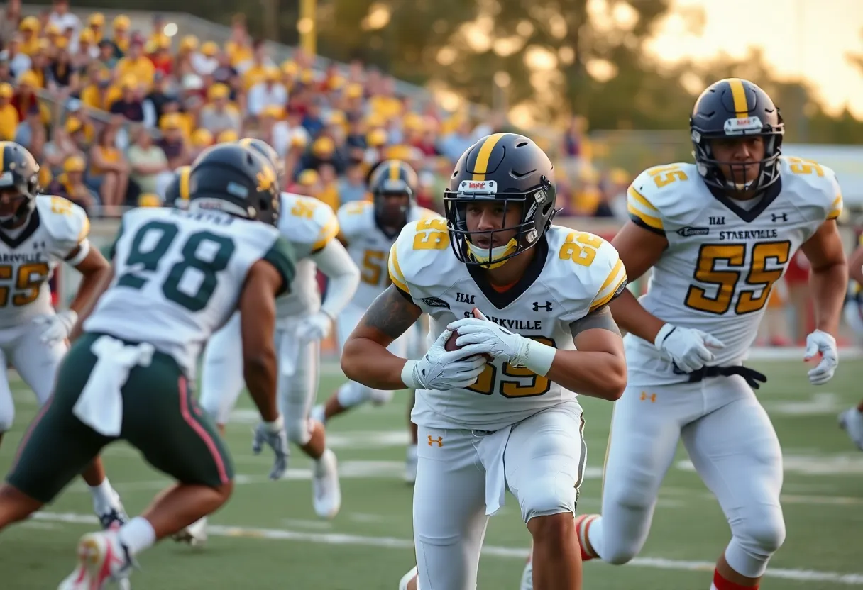 Starkville Yellow Jackets players on the field during a game