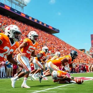 Tennessee football team in action against Mississippi State