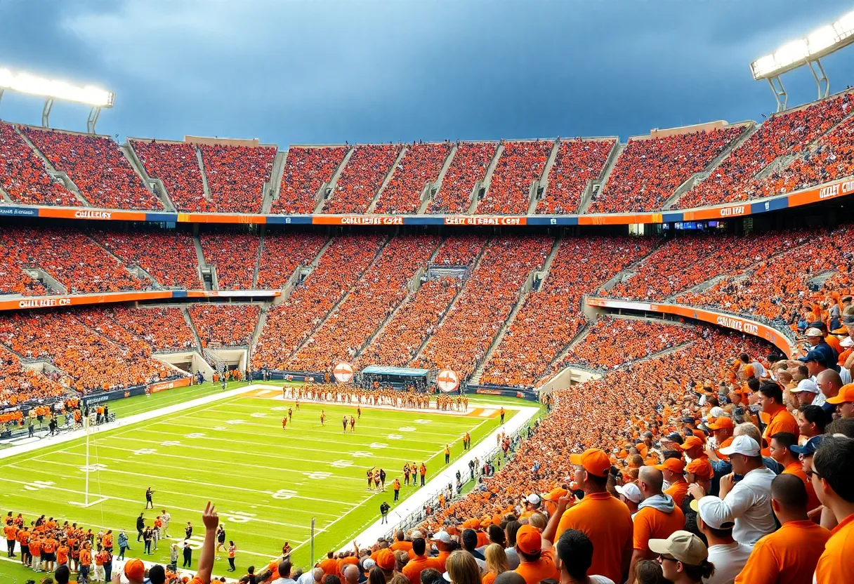 Fans in Davis Wade Stadium during Tennessee vs Mississippi State football game