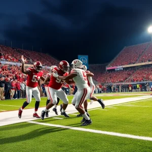 Celebration after Tennessee football team's victory in overtime