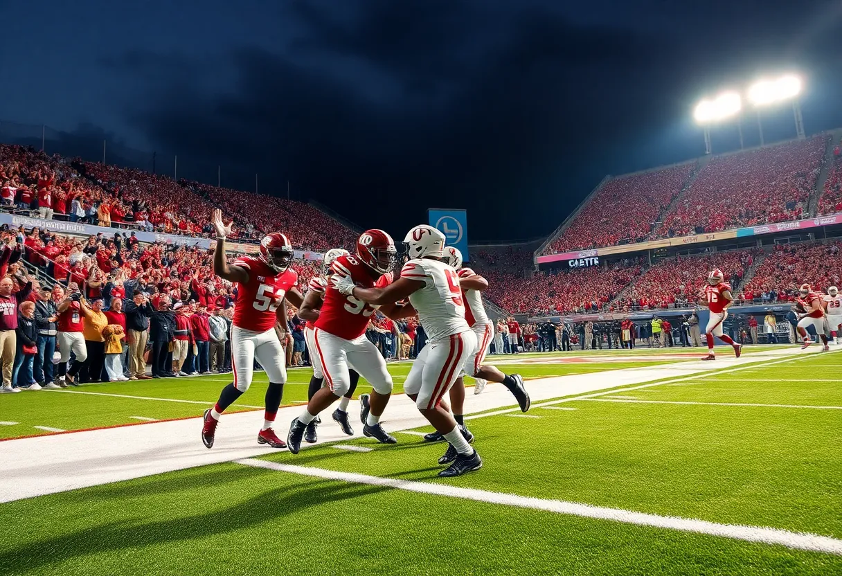 Celebration after Tennessee football team's victory in overtime