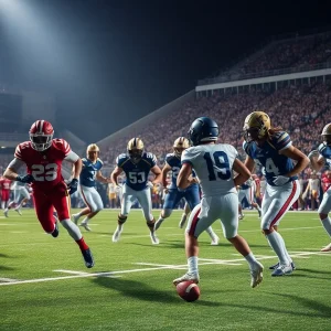 Intense football game between Tennessee Volunteers and Mississippi State