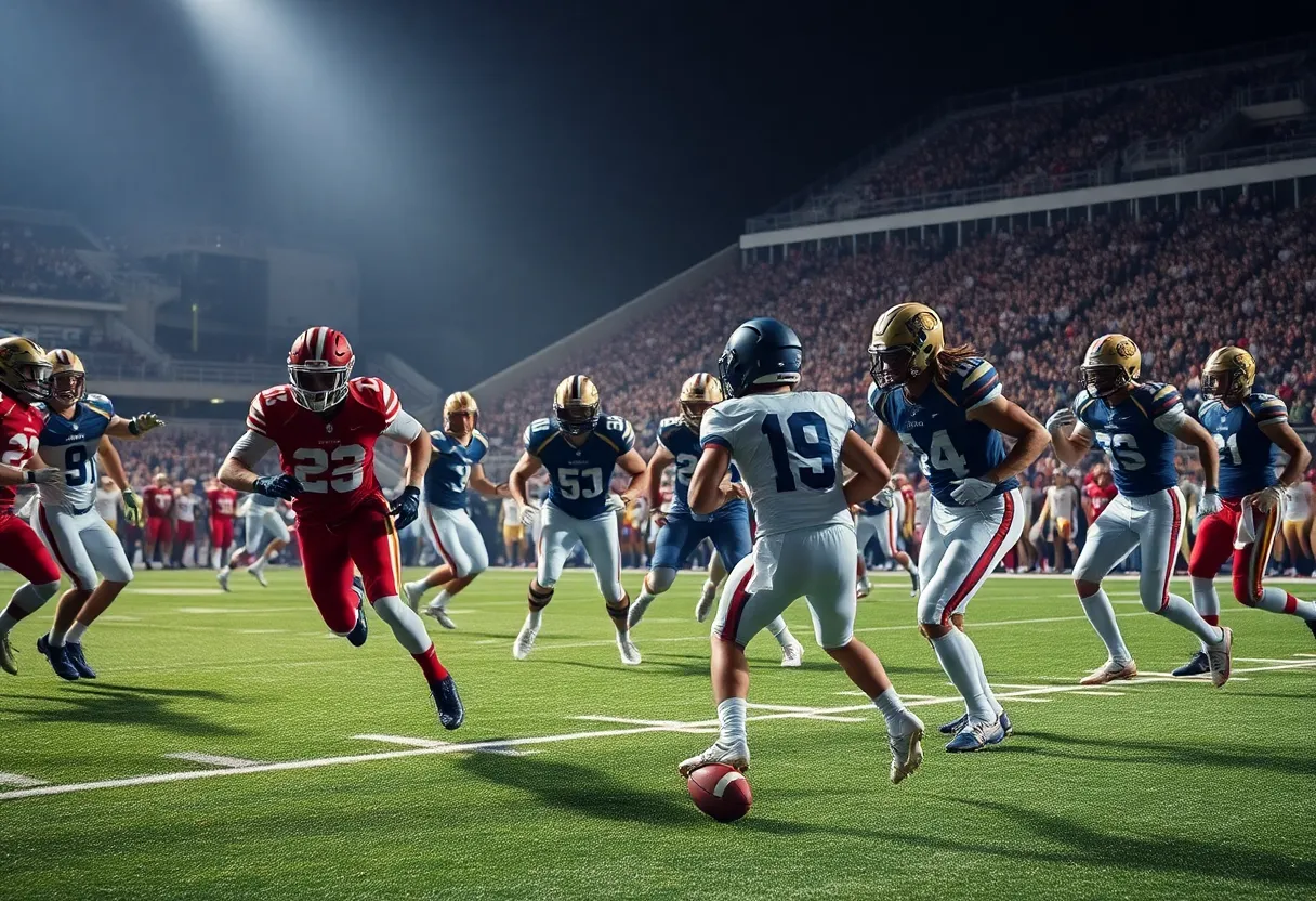 Intense football game between Tennessee Volunteers and Mississippi State