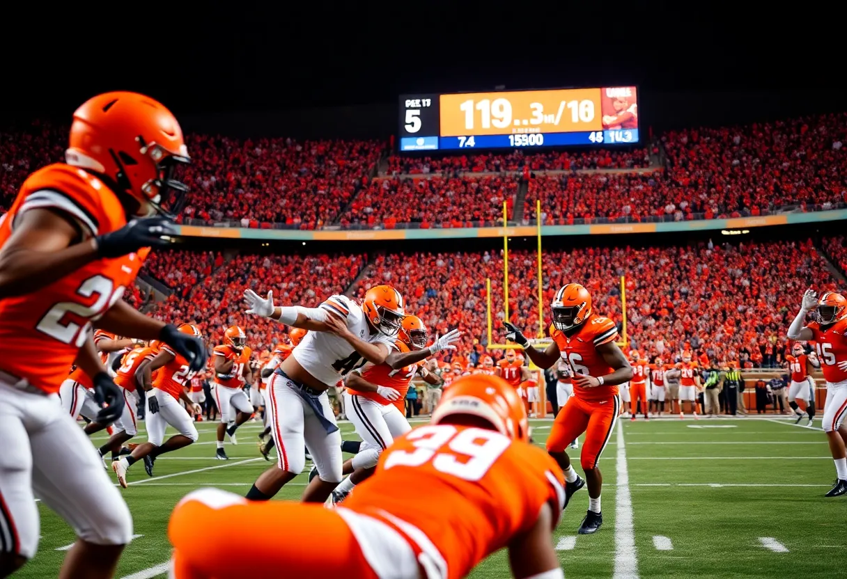 Action from the Tennessee vs Mississippi State football game
