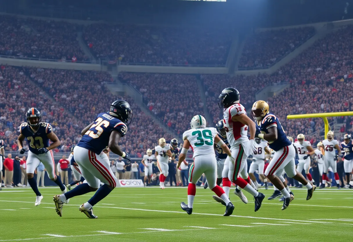 Tennessee football players celebrating their victory over Mississippi State in an overtime game.
