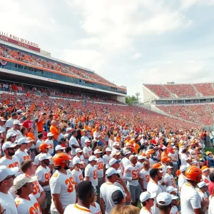 Fans at college football game between Tennessee and Mississippi State