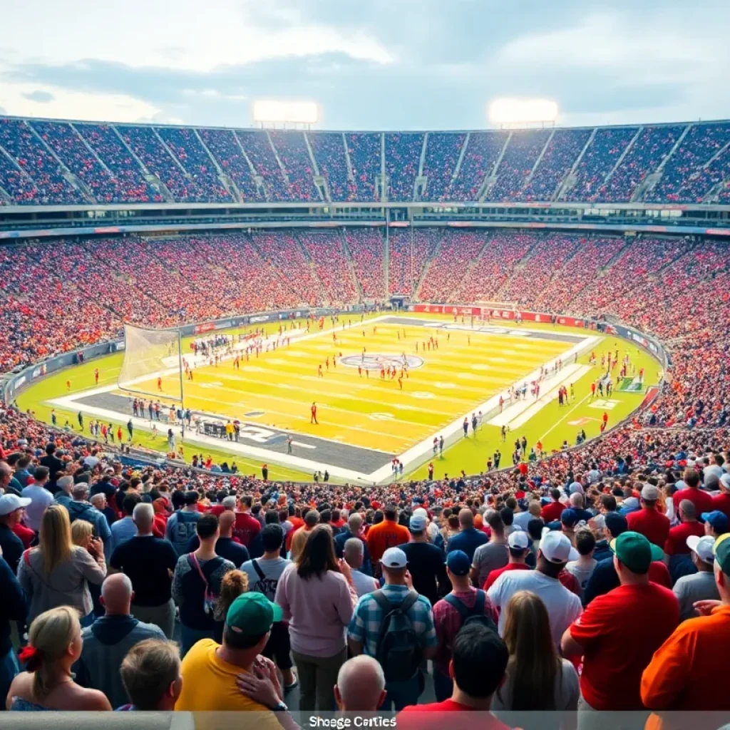 Fans cheering in a college football stadium during the Tennessee vs Mississippi State game