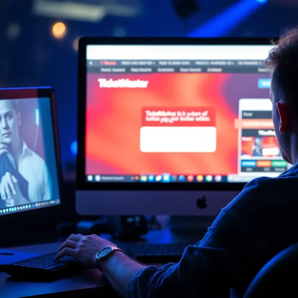 Frustrated user seeing TicketMaster Error 401 message on computer screen.