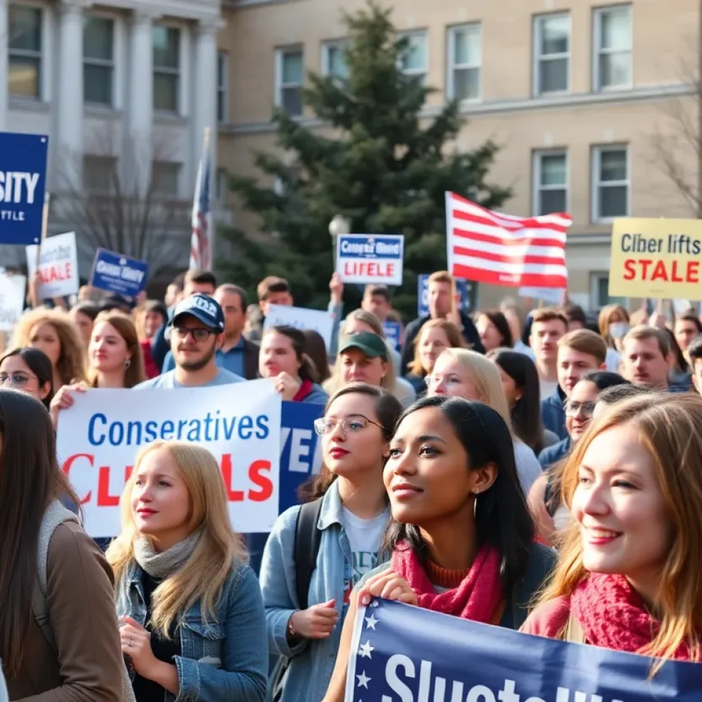Young conservatives engaging at a rally for the Turning Point Tour