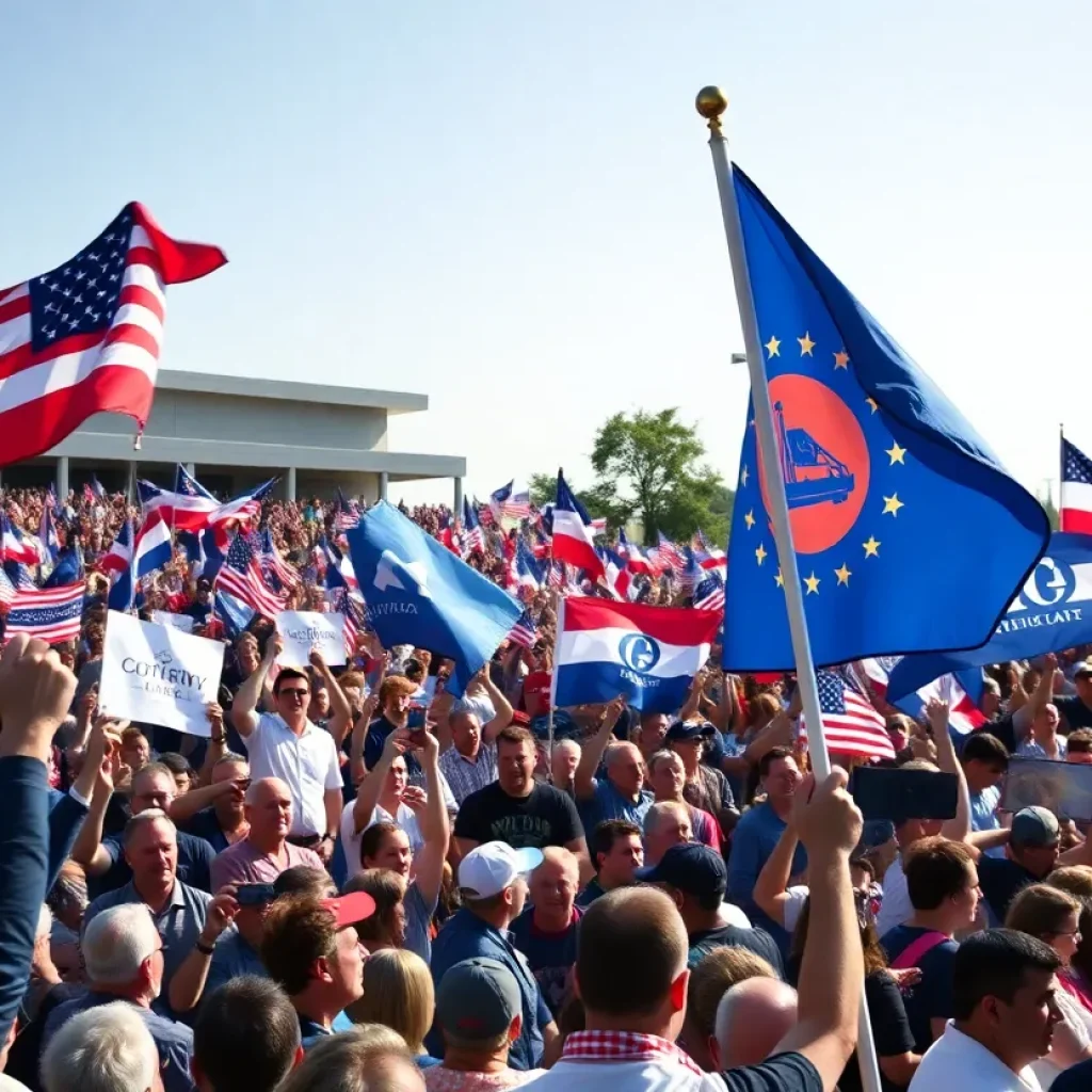 Crowd gathered at a Turning Point USA event
