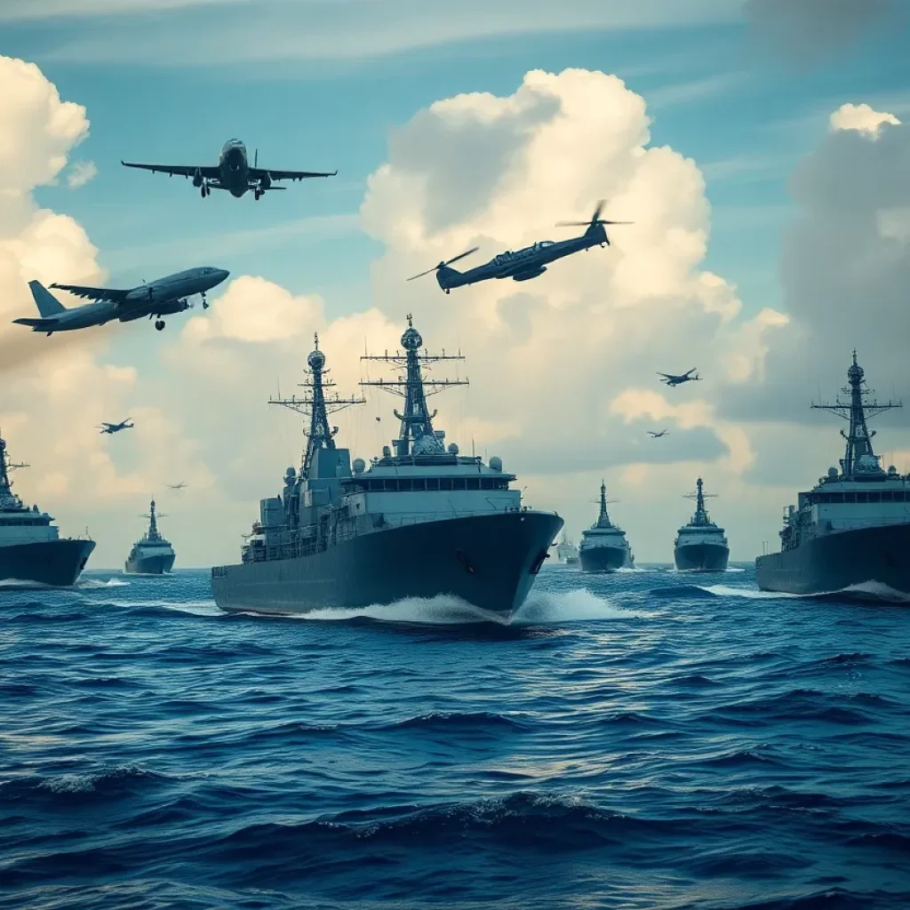 Military forces taking action against drug trafficking operations in the Caribbean