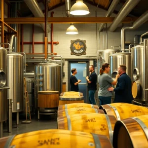 Interior of Wicked Weed Brewing showcasing brewing equipment