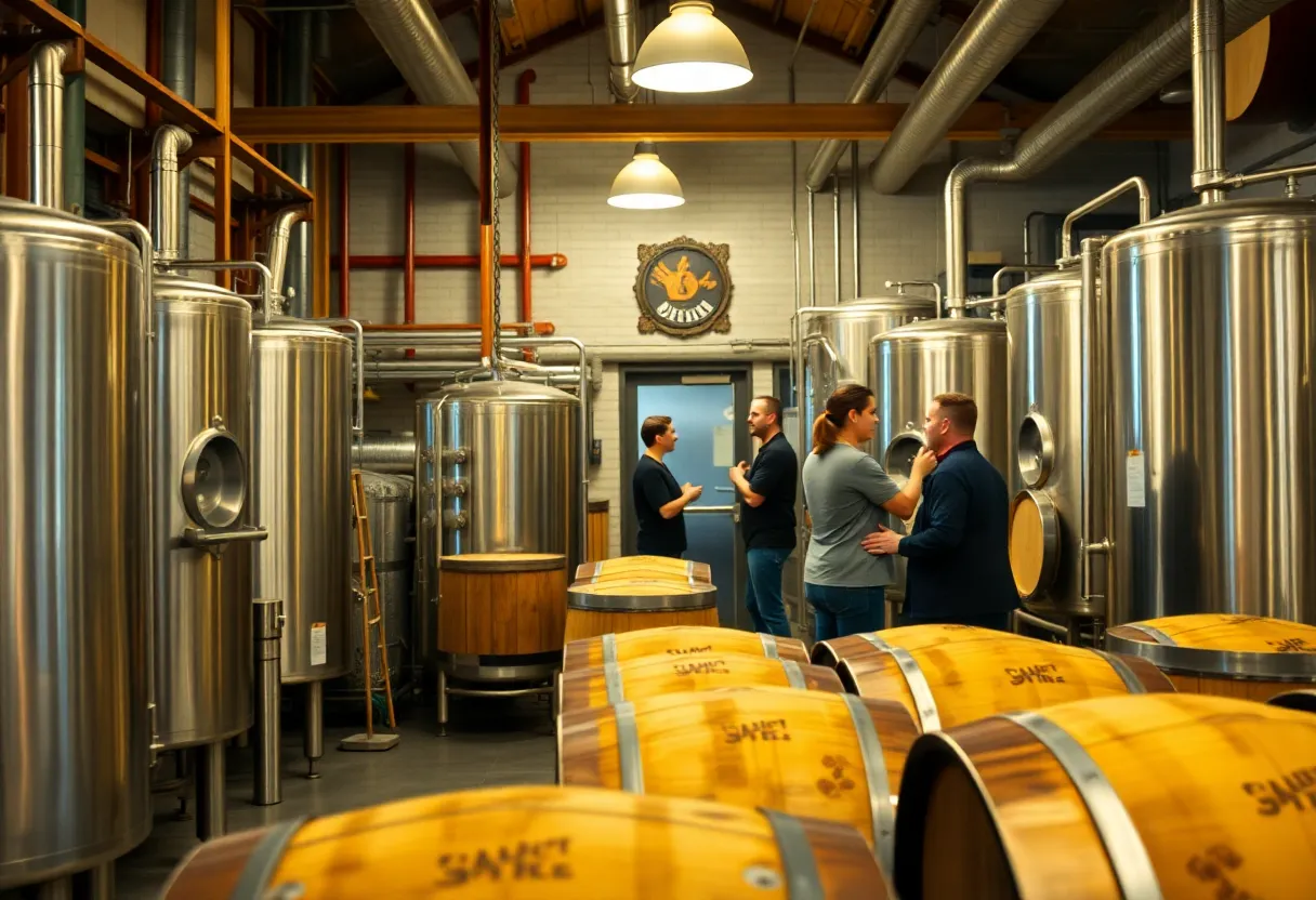 Interior of Wicked Weed Brewing showcasing brewing equipment
