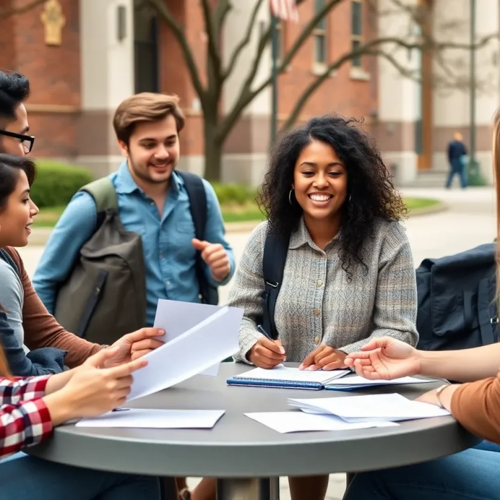 Students discussing politics on campus