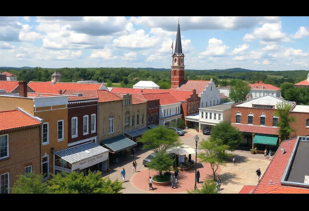 A picturesque view of a historic small town in Mississippi showcasing Southern charm.