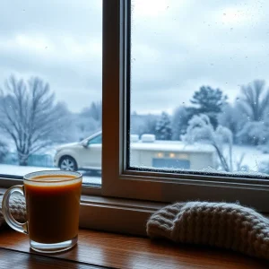 Chilly weekend weather with rain and frost outside.