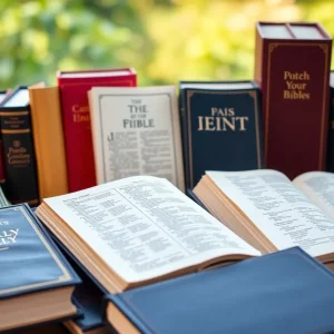 Various Bibles displayed together symbolizing faith.