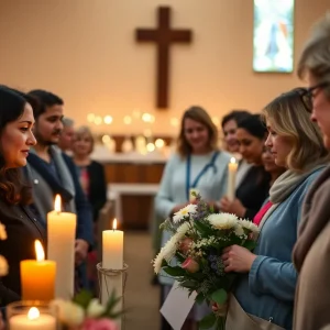 Community gathering in remembrance of a beloved physical therapist, Lisa Lake.