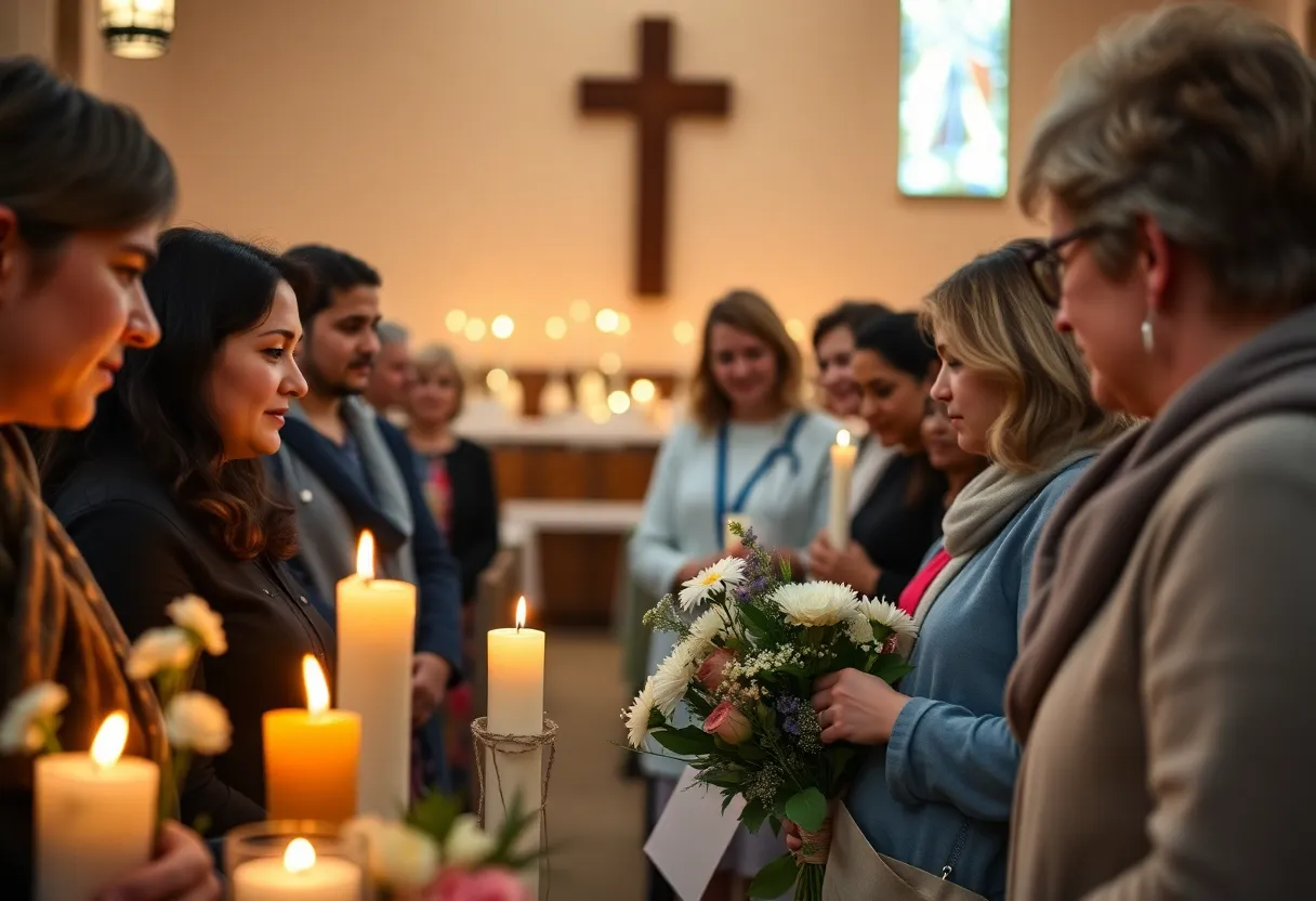 Community gathering in remembrance of a beloved physical therapist, Lisa Lake.