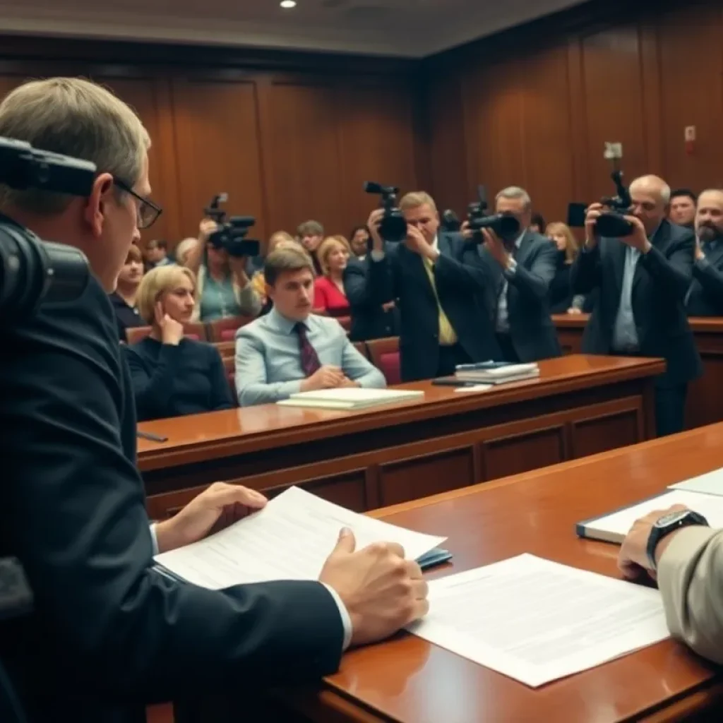 Courtroom scene illustrating high-profile trial dynamics