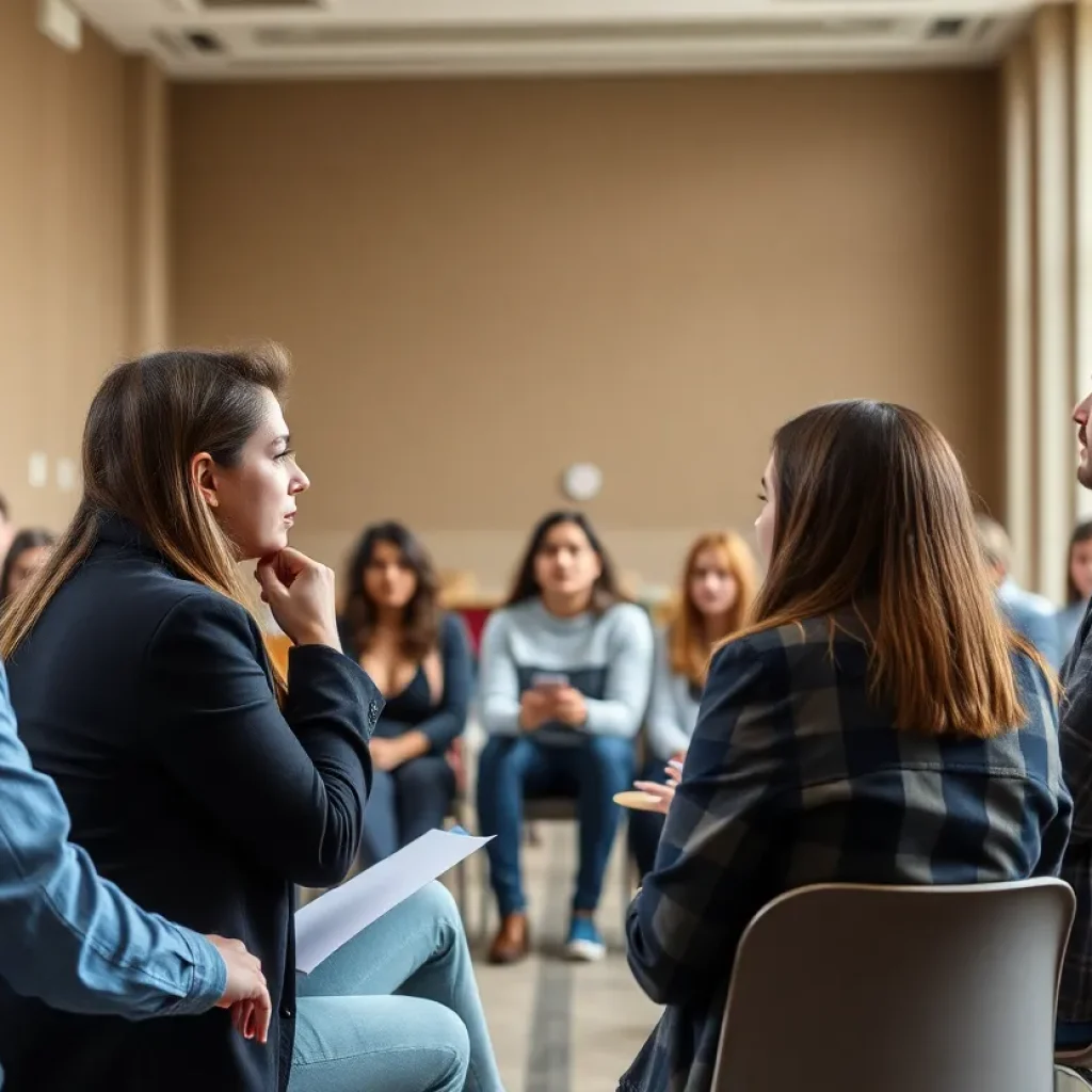 Students engaged in a debate about free speech and political violence