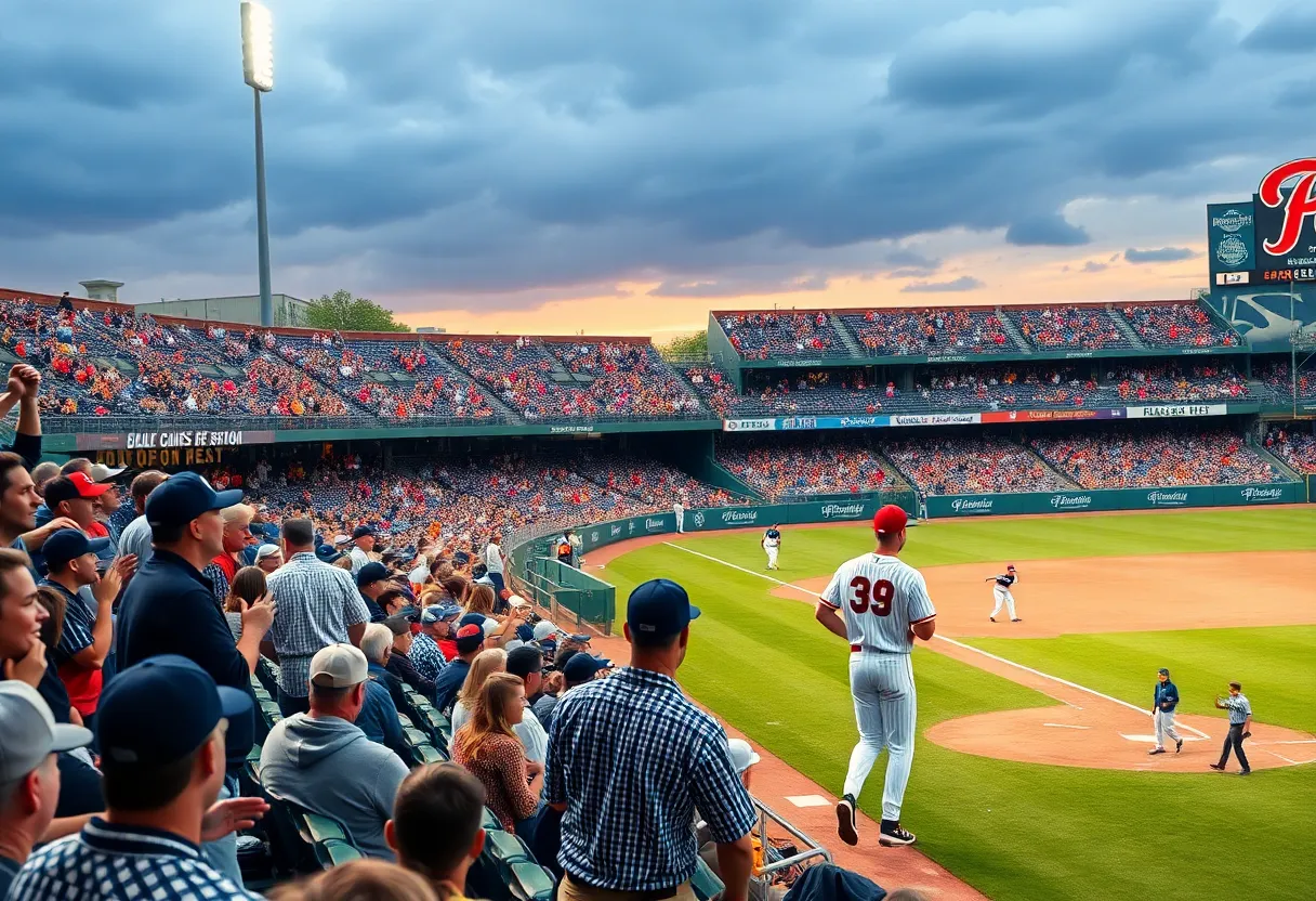 Players competing in the Farm Bureau Diamond Dawg Classic Alumni Game at Dudy Noble Field.