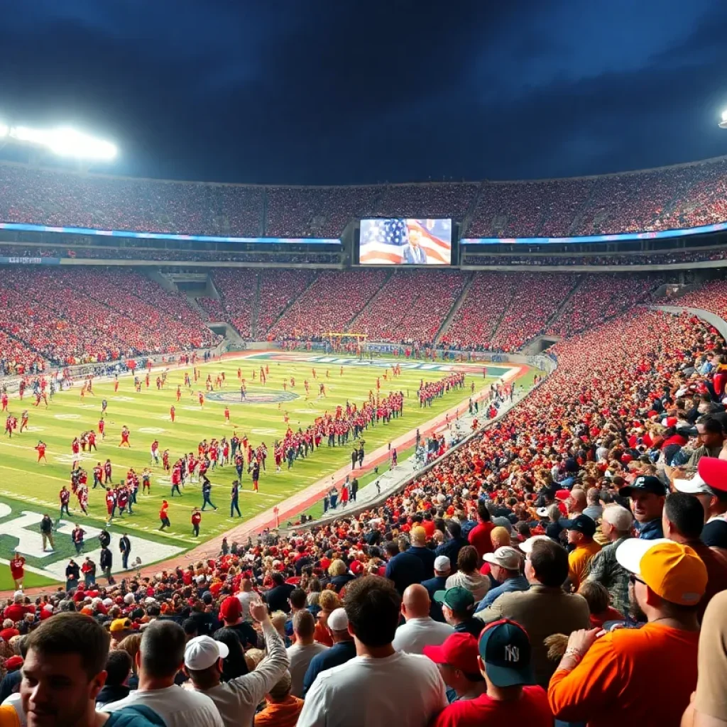 Fans supporting Florida Gators during homecoming football game
