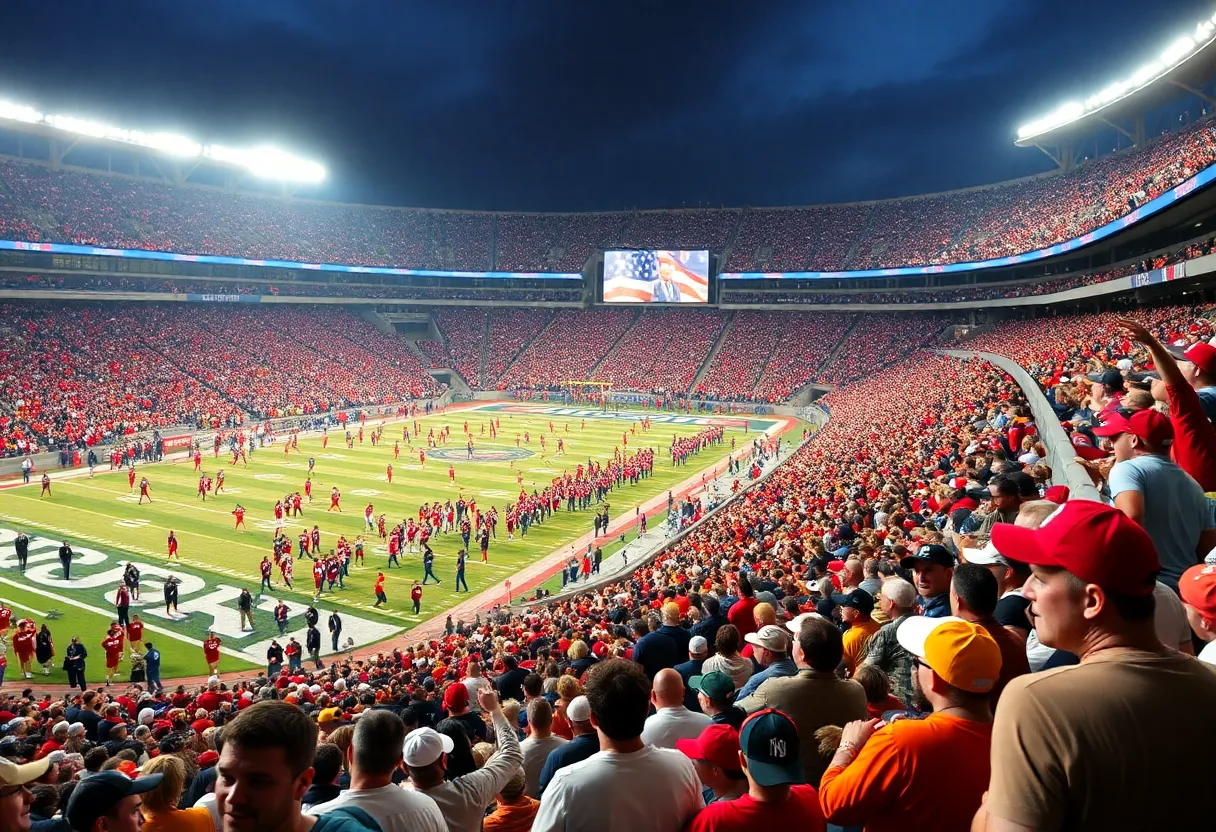 Fans supporting Florida Gators during homecoming football game