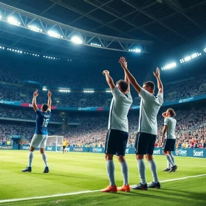 Florida Gators celebrating a victory at the stadium