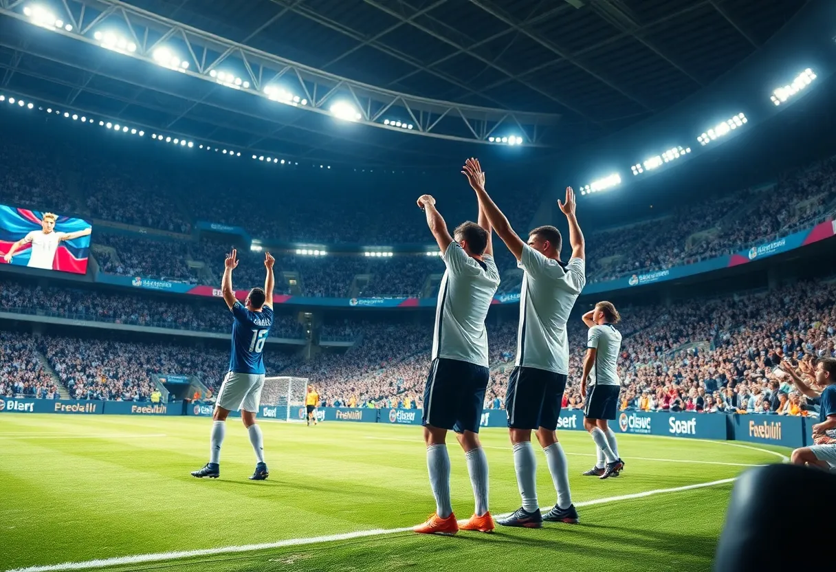 Florida Gators celebrating a victory at the stadium