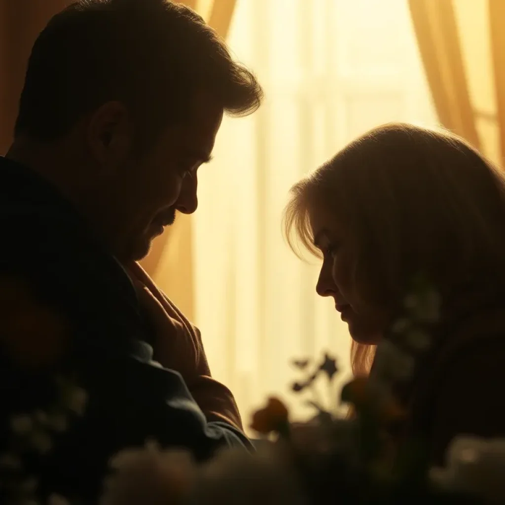 An abstract representation of grief and love intertwined, symbolizing the emotional journey after loss.