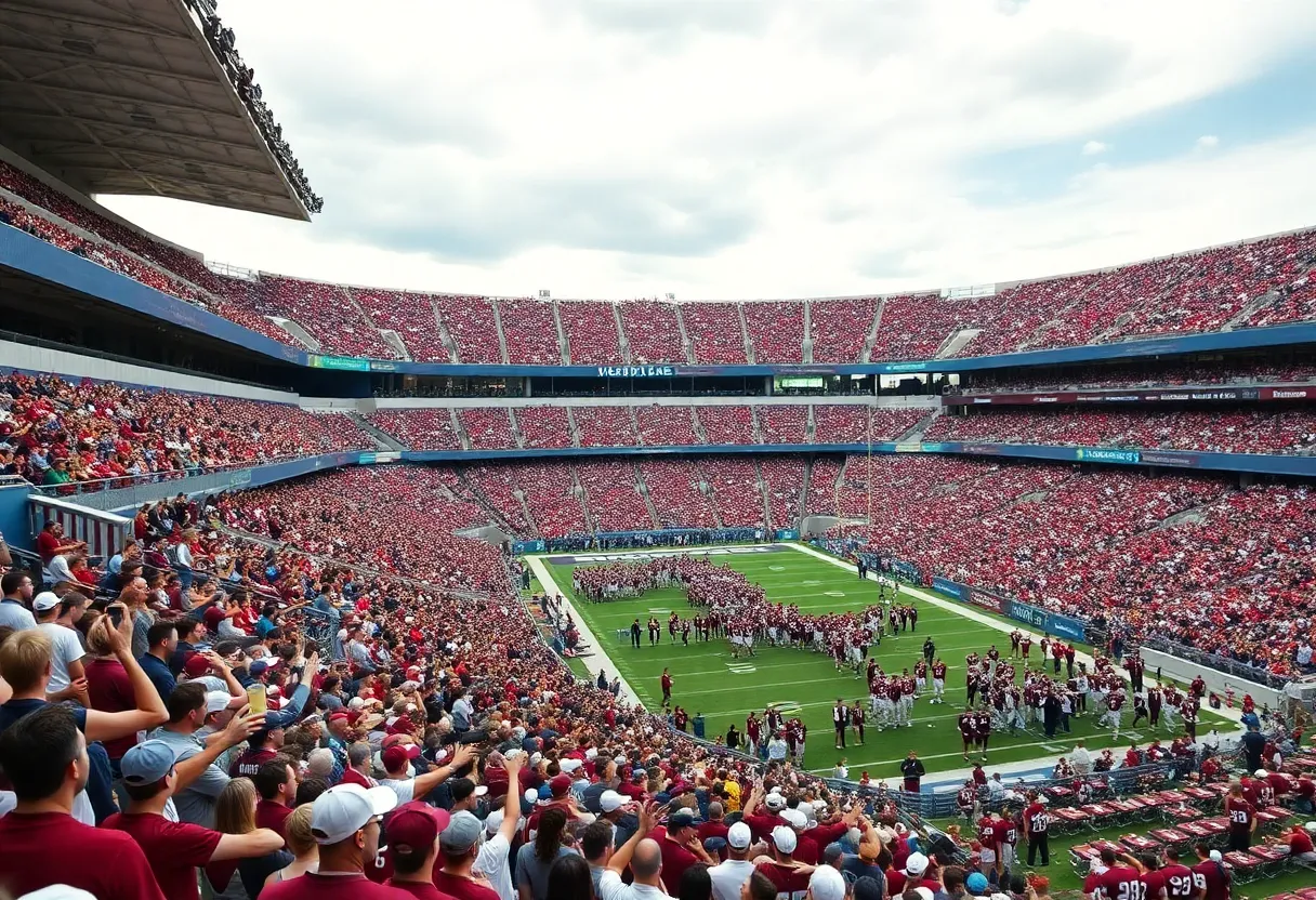 Mississippi State Bulldogs fans cheering in a stadium