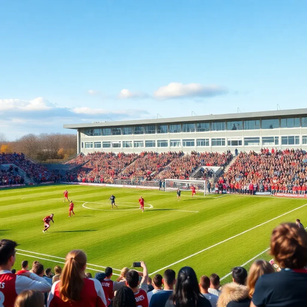 A panoramic view of a soccer match at Mississippi State University