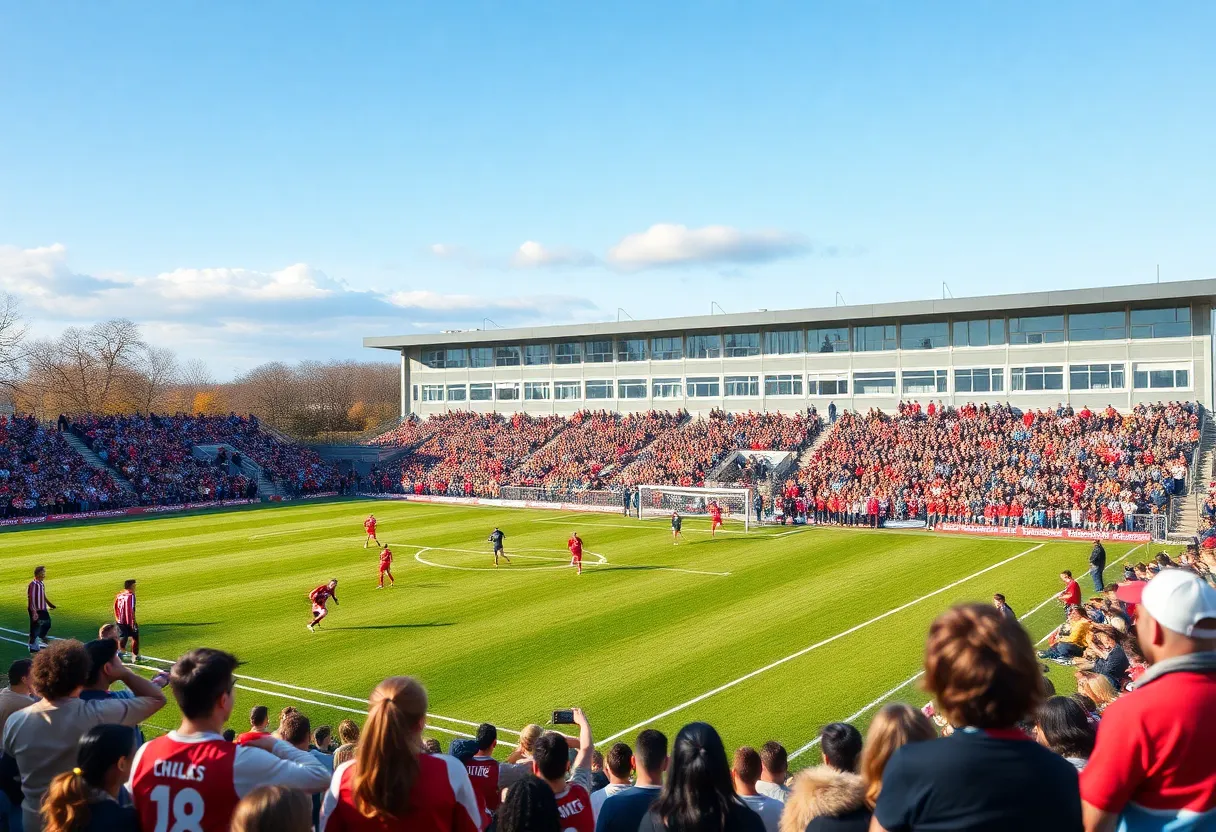 A panoramic view of a soccer match at Mississippi State University