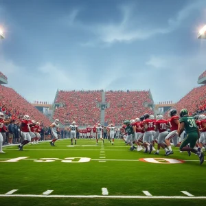 Mississippi State Bulldogs and Texas Longhorns football teams competing