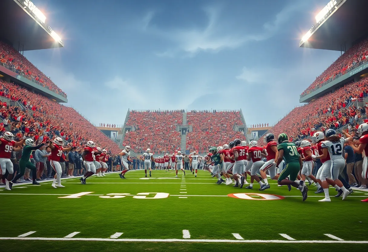 Mississippi State Bulldogs and Texas Longhorns football teams competing