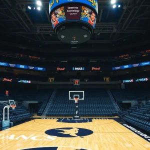 Empty NBA basketball arena reflecting workplace decorum issues