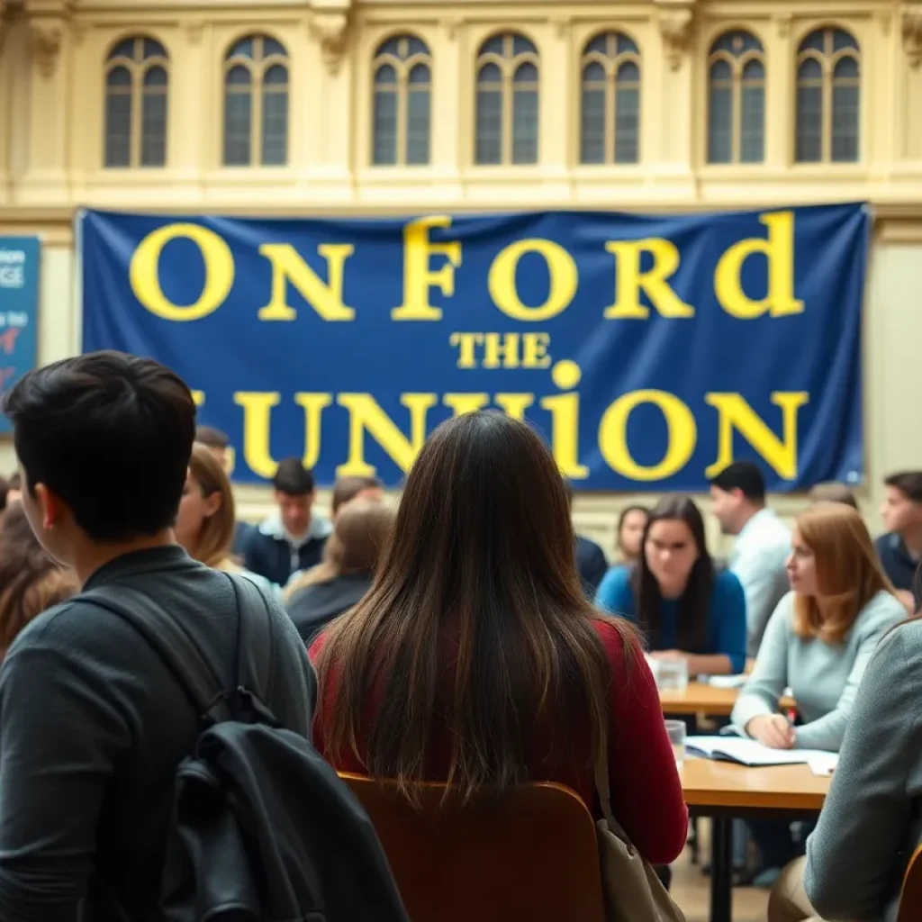 Students participating in a debate at the Oxford Union